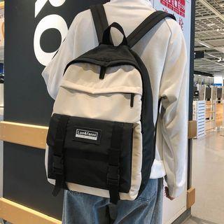 Two-tone Buckled Nylon Backpack