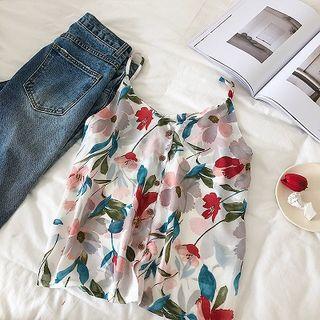 Floral Chiffon Single-breasted Camisole Top