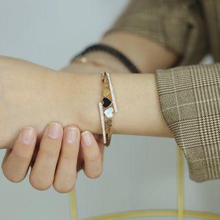 Heart Rhinestone Stainless Steel Bangle 975 - 1 Pc - Gold - One Size