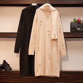 Long-sleeve Distressed T-shirt Dress