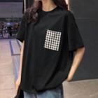 Plaid Pocket Short-sleeve T-shirt