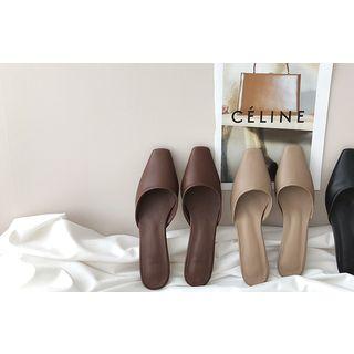 Square-toe Kitten-heel Mules