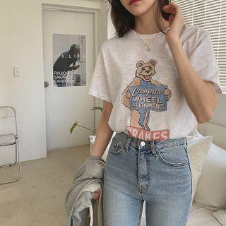 Bear Print M Lange T-shirt