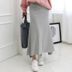 Band-waist Long Mermaid Skirt Gray - One Size