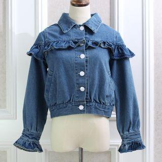 Frilled Long-sleeve Denim Jacket