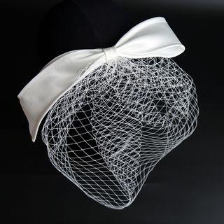 Wedding Bow Mesh Veil White - One Size