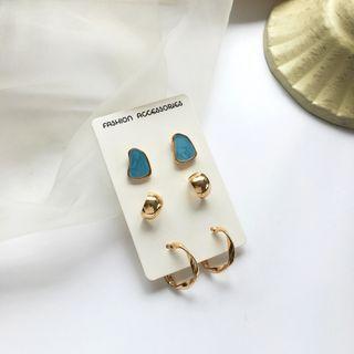 3 Pair Set: Irregular Glaze / Alloy Earring (various Designs)