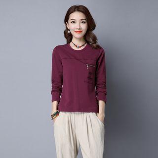Long-sleeve Zip-pocket T-shirt