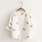 Floral Embroidered Buttoned Jacket