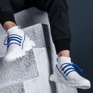 Knit Panel High-top Athletic Sneakers