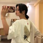 Crane Embroidered Short-sleeve Loose-fit T-shirt