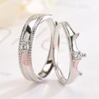 925 Sterling Silver Crown Ring Rs428 - Double Ring - Silver - One Size