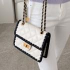 Chain-strap Piped Quilted Shoulder Bag