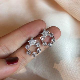 Rhinestone Star Stud Earring Silver - One Size