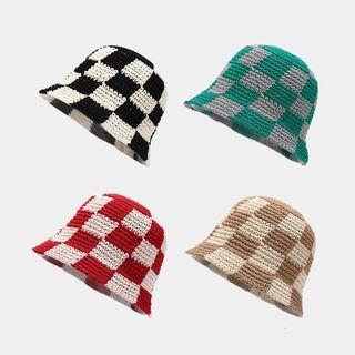 Checker Knit Bucket Hat