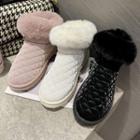 Fluffy Trim Quilted Snow Boots