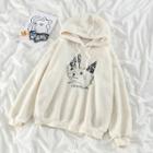 Print Fleece Loose-fit Hoodie / Plaid Jogger Pants