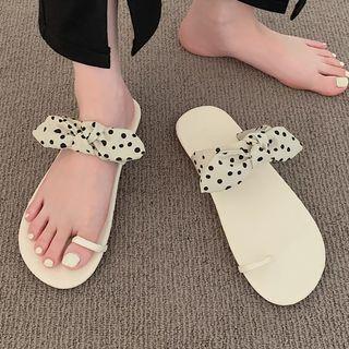 Toe-loop Bow Flat Slide Sandals