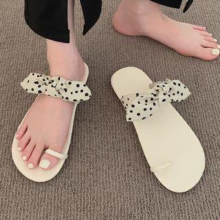 Toe-loop Bow Flat Slide Sandals