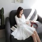 Bell-sleeve V-neck Mini A-line Dress