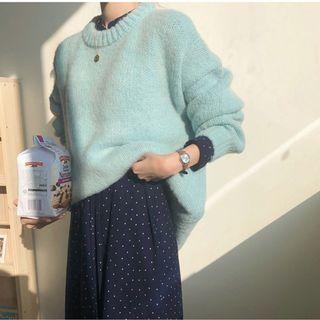 Plain Knit Top / Polka Dot Dress