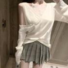 Long-sleeve Knit Top / Lace Camisole Top / Mini A-line Skort