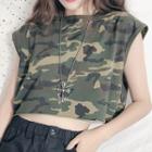 Camo Sleeveless Top As Shown In Figure - One Size