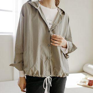 Hooded Tie-hem Oversized Jacket