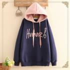 Color-block Embroidered Fleece-lined Hoodie