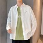 Rocket Printing Long-sleeve Button-down Shirt
