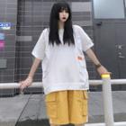 Elbow-sleeve Paneled T-shirt / Cargo Shorts / Set