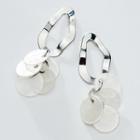 925 Sterling Silver Shell Disc Fringed Earring 1 Pair - Earring - One Size