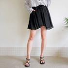 Inner Shorts Drawcord-waist Flared Miniskirt