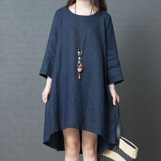 Long-sleeve Dip Back A-line Dress