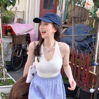 Knit Sleeveless Top White - One Size