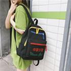 Chinese Character Contrast Trim Canvas Backpack