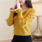 V-neck Bow Knitted Sweaters