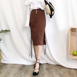 Slit Side Knit Midi Skirt