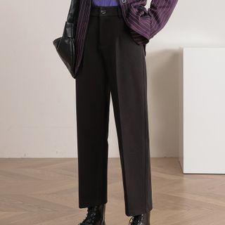 High-waist Straight Leg Woolen Pants