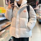 Mock Two-piece Padded Hooded Zip-up Jacket
