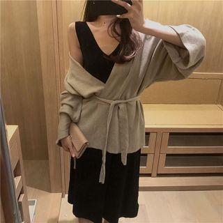 Plain Tank Dress / Open Front Cardigan