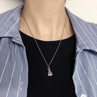 Stainless Steel Money Pendant Necklace Silver - One Size
