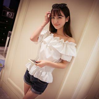 Ruffle Off-shoulder Short-sleeve Peplum Top