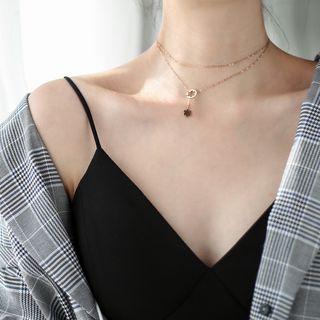 18k Gold Plated Flower Lariat Necklace As Shown In Figure - One Size