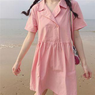 Double Breasted Short-sleeve Shirtdress
