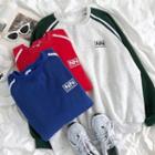 Long-sleeve Contrast Trim Printed Sweatshirt
