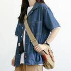 Pocket Detail Short-sleeve Denim Shirt