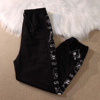 Cartoon Print Wide-leg Jogger Pants