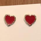 Glaze Heart Earring 1 Pair - Heart - Red - One Size