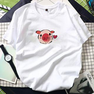 Couple Matching Short-sleeve Cartoon Pig Printed T-shirt